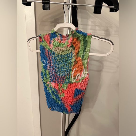 Color print Pineapple three-dimensional folds designer brand top - Picture 6 of 13